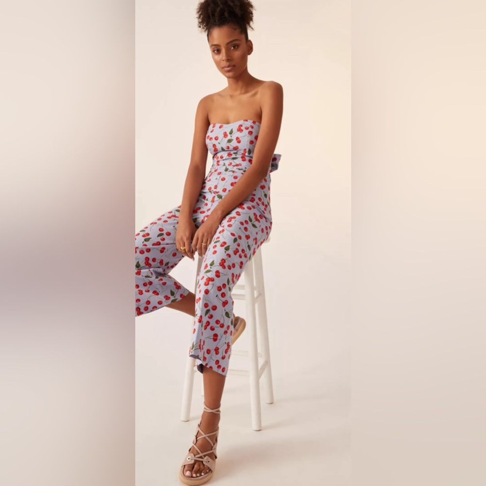 Anthropologie Maeve Wide Leg Cherry Print Pants - Size 8 - Picture 4 of 8